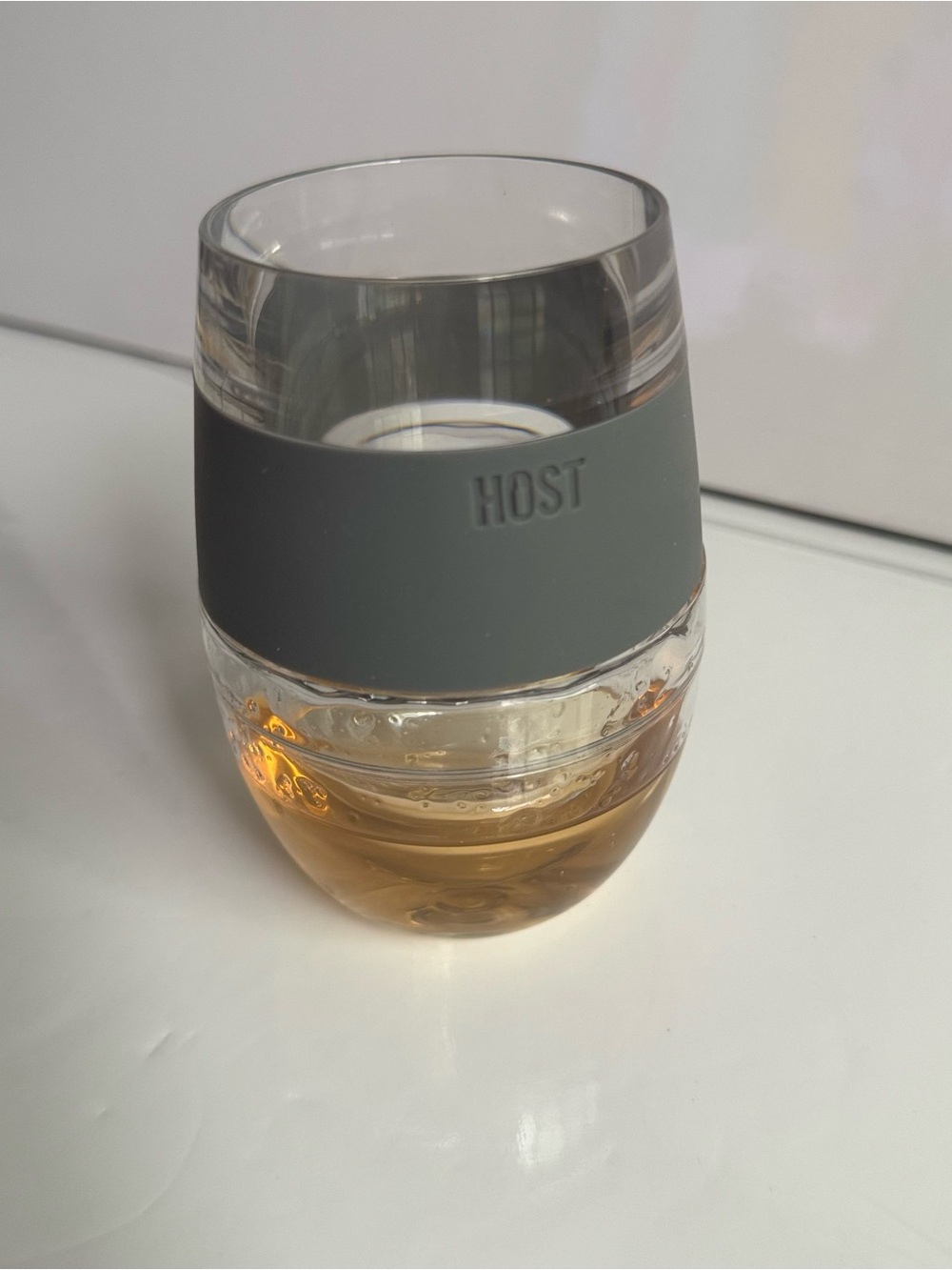 Host Wine FREEZE Cooling Cup Double Wall Insulated, Wine Glass Grey Stemless